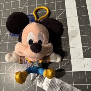 Disney Mickey Mouse Plush Keychain - Black, Gold, Blue 50th anniversary